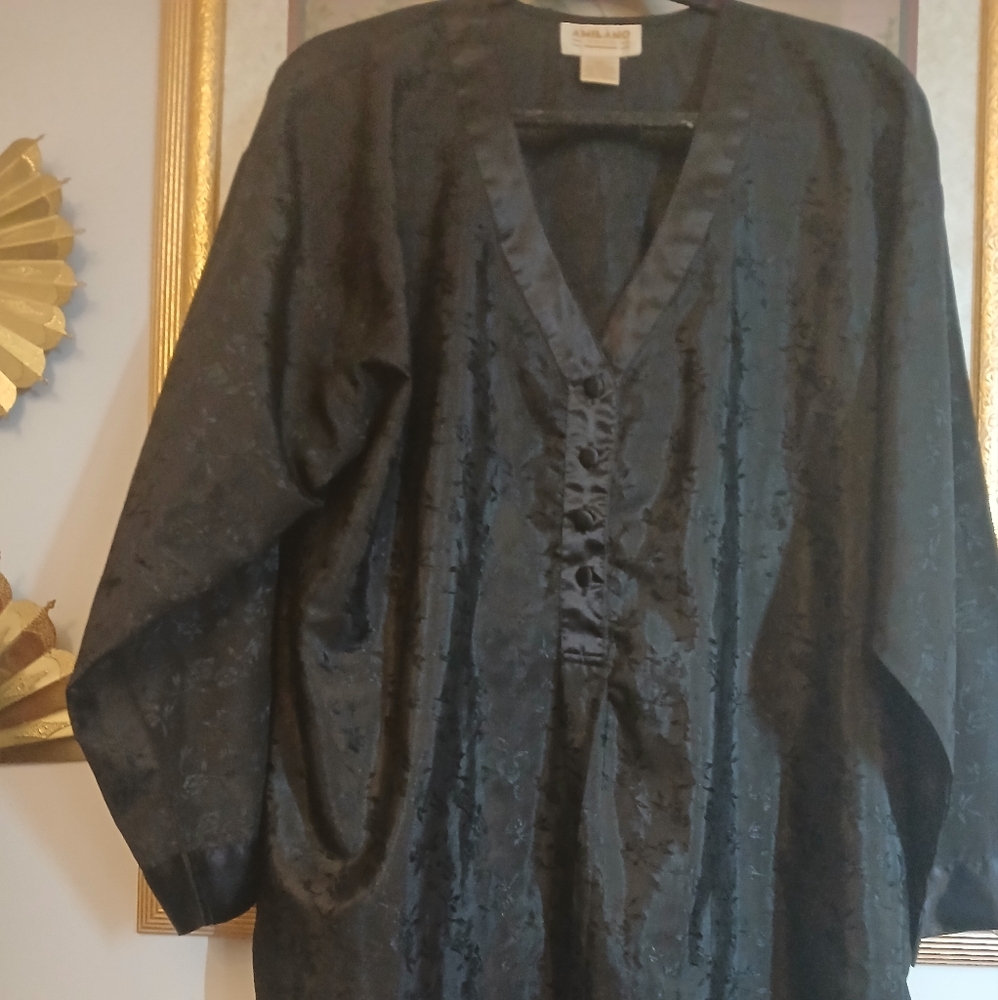 AMILANO Satiny Sleep Shirt Black sz L
